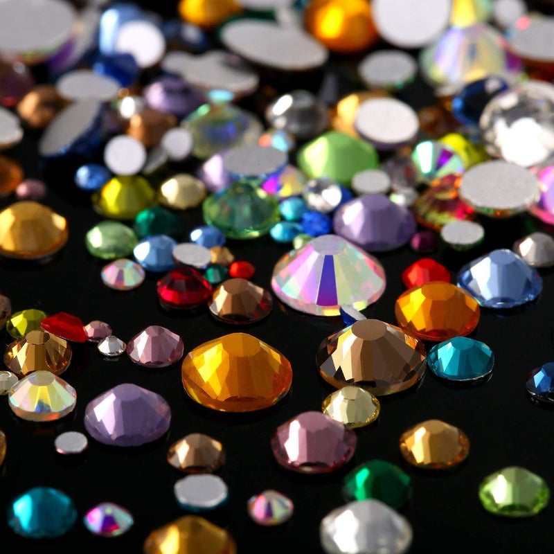 AD Beads 1440 Pieces Mixed Size No Hotfix Glue on Quality Glass Flatback Rhinestones Round Crystal Gems (32 Mixed Color) - Image 3